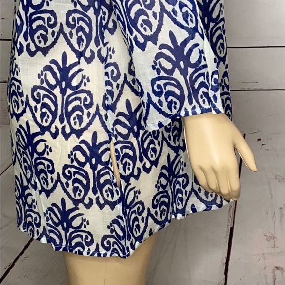 Flora blue print coverup or tunic M - Picture 3 of 4